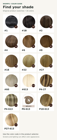 Sixteen original product color swatches with matching variant color codes.