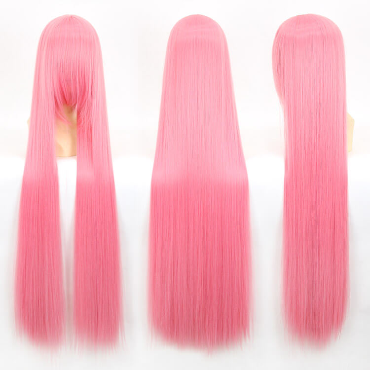 100cm 40inch Plenty Volume Hair Pro Cosplay Wigs Long Straight Pink Wig for Professional Cosplayer