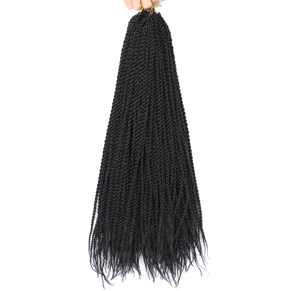18 Inch 6 Packs Senegal Twist Hair Crochet Braids 30Stands/Pack Synthetic Braiding Hair Extensions for Black Women Black