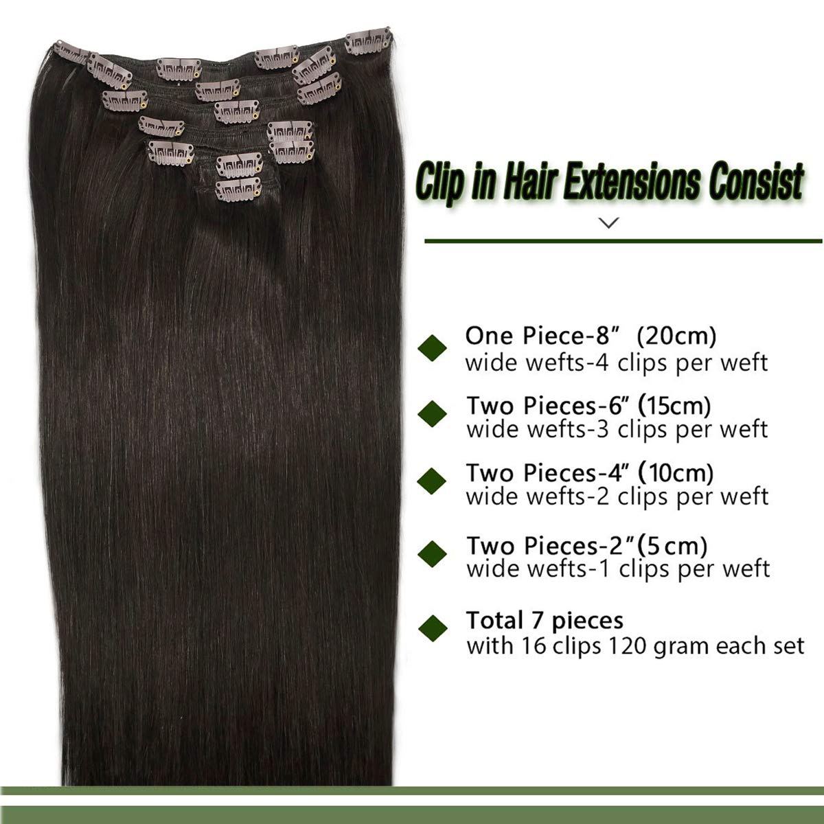 Clip in hair extensions consist