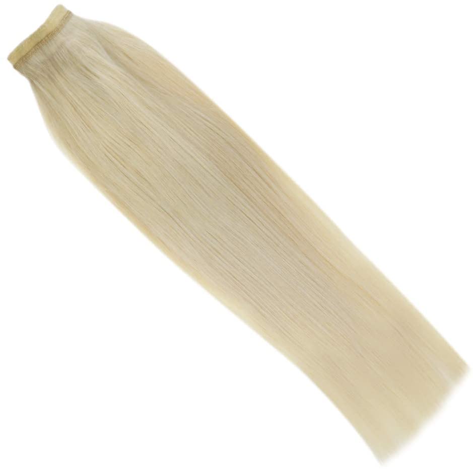 20 inch Platinum Blonde 100% Remy Hair Ponytail Extension