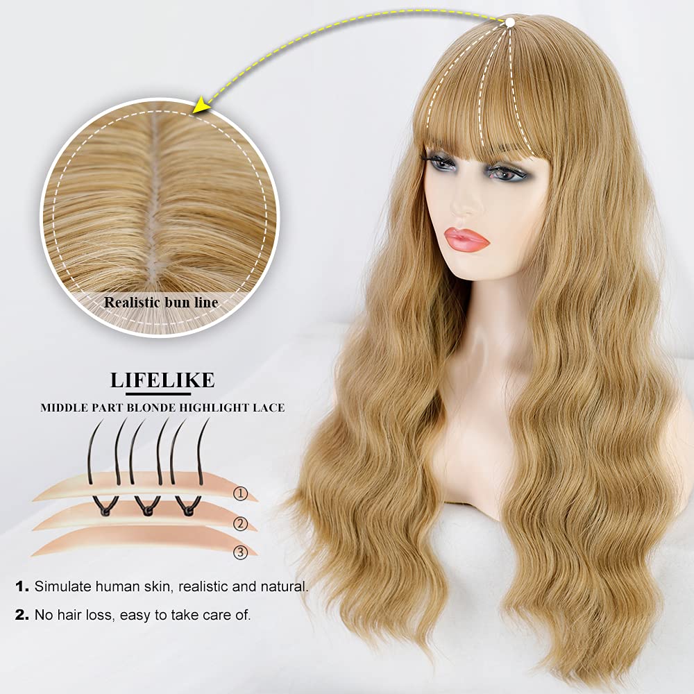 honey blonde wig WIGMFG synthetic