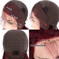 Burgundy13x4 Lace Front Human Hair Wig Pre Plucked with Baby Hair 99J Color WIGMFG