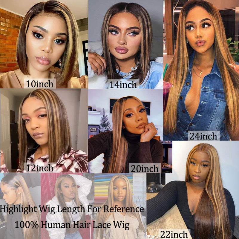 T Part Wigs 4/27 Highlight Bob Short Lace Front Wigs Human Hair