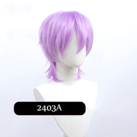 Synthetic Short Wigs Wolf cut with Bangs Choppy Cosplay Party Wig for men women Pink Red Blue Purple Korean style Man wig