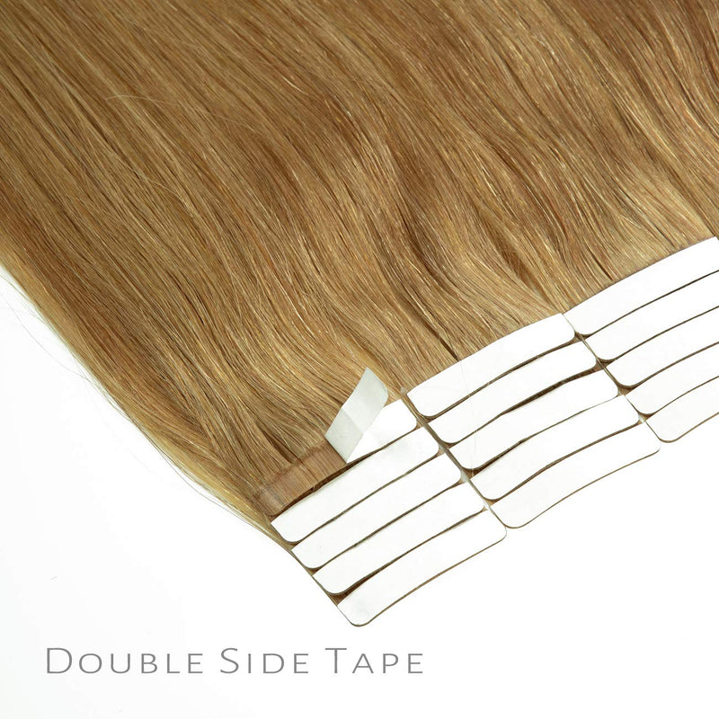 16 inch Strawberry Blonde Seamless Remy Tape in Natural Balayage PU Skin Weft