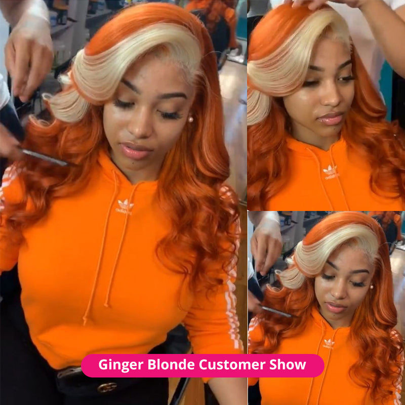 30 Inch Ginger Body Wave Lace Front Wig 13x6 Hd Lace Frontal Wig 613 Blonde