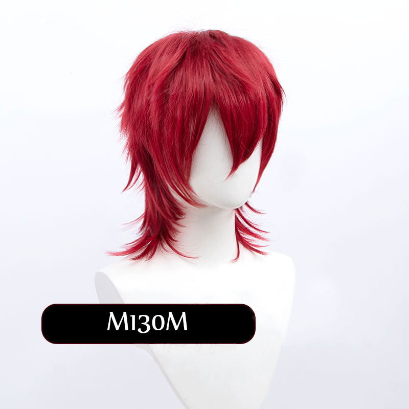 Synthetic Short Wigs Wolf cut with Bangs Choppy Cosplay Party Wig for men women Pink Red Blue Purple Korean style Man wig