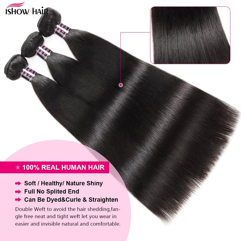 Brazilian Straight Hair 3 Bundles Grade 10A Virgin Straight Human Hair Bundles Natural Black Color Hair Weave