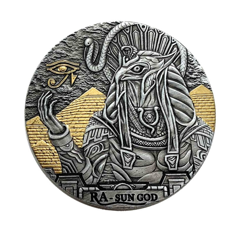 Commemorative Coins Arts Collection Gifts Poseidon Egypt Jpan Amaterasu India Fine Silver Coin Ancient Myth  Plated Coins