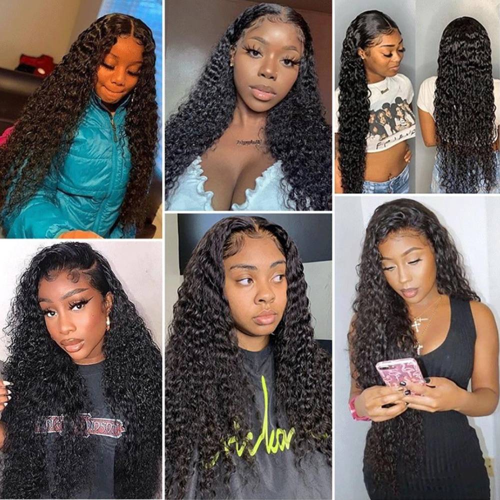 13x4 Kinky Curly Lace Front Human Hair Wigs For Black Women Brazilian Transparent Lace Frontal Wig 150%-250% Density KF Beauty U