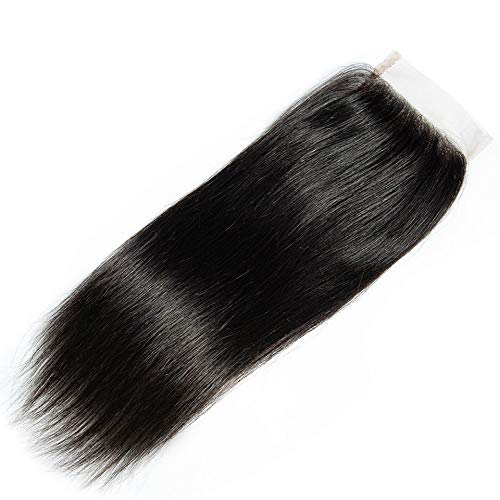 9A Brazilian Virgin Hair Straight Human Hair 4x4 Lace Closure Free Part