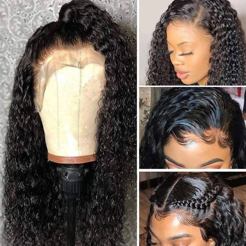 13x4 Kinky Curly Lace Front Human Hair Wigs For Black Women Brazilian Transparent Lace Frontal Wig 150%-250% Density KF Beauty U