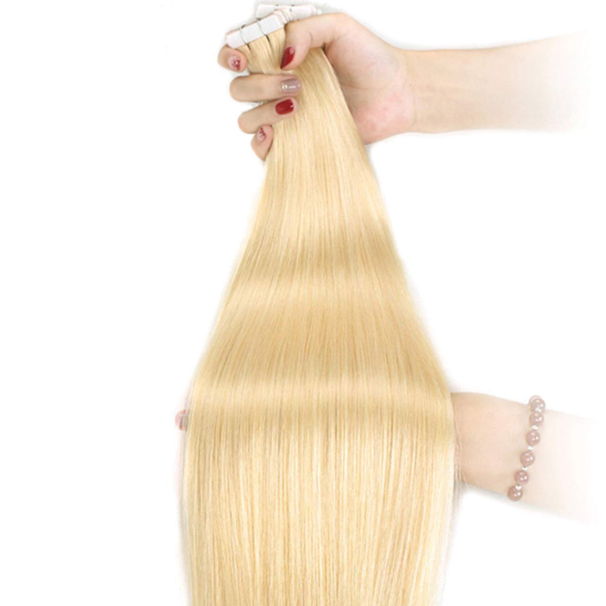 16 inch Remy Tape in Human Hair Extensions Natural PU Skin Weft Real Human Hair #22 Medium Blonde