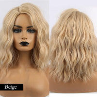 Wavy Wig With Air Bangs Women's Short Bob Black Wig Curly Wavy Shoulder Length