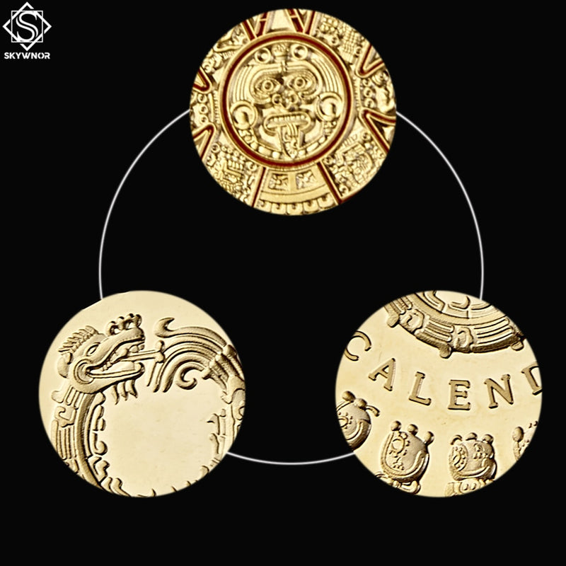 Mexico Mayan Aztec Calendar Art Prophecy Culture 1.57&quot;*0.12&quot; Gold Coins Collectibles