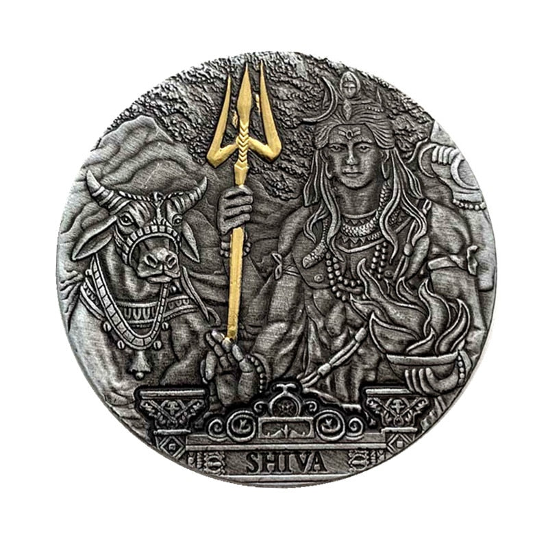 記念コインアートコレクションギフトポセイドンエジプト日本アマテラスインドファインシルバーコイン古代神話メッキコイン
