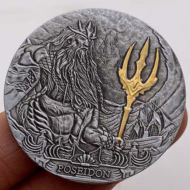 Commemorative Coins Arts Collection Gifts Poseidon Egypt Jpan Amaterasu India Fine Silver Coin Ancient Myth  Plated Coins