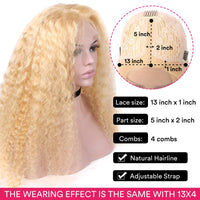 613 Blonde Lace Front Wig Human Hair T Part 13x4x1 Deep Wave Transparent Lace Blonde Wigs Human Hair Pre Plucked with Baby Hair