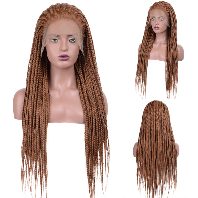 Lace Frontal Cornrow Wig Synthetic Wigs 13*1 Lace Front Braided Wigs Hand Braided Box Braid Lace Wigs With Baby Hair For Women