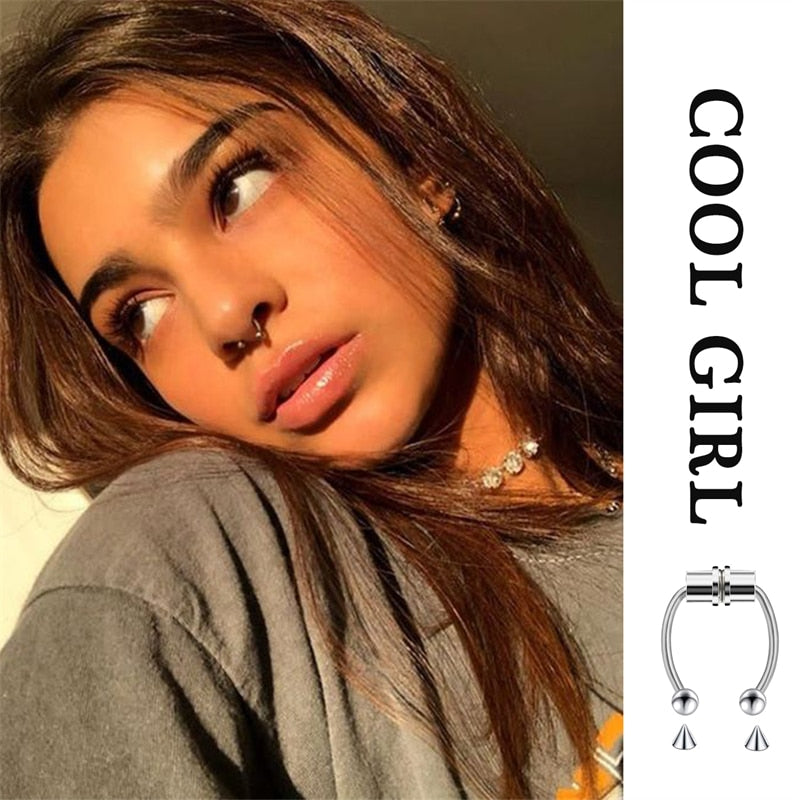 17KM Fake Piercing Nose Ring Sets Hoop Magnetic Nose Cuff for Women Trendy Crystal Body Jewelry Metal 2022 Fashion