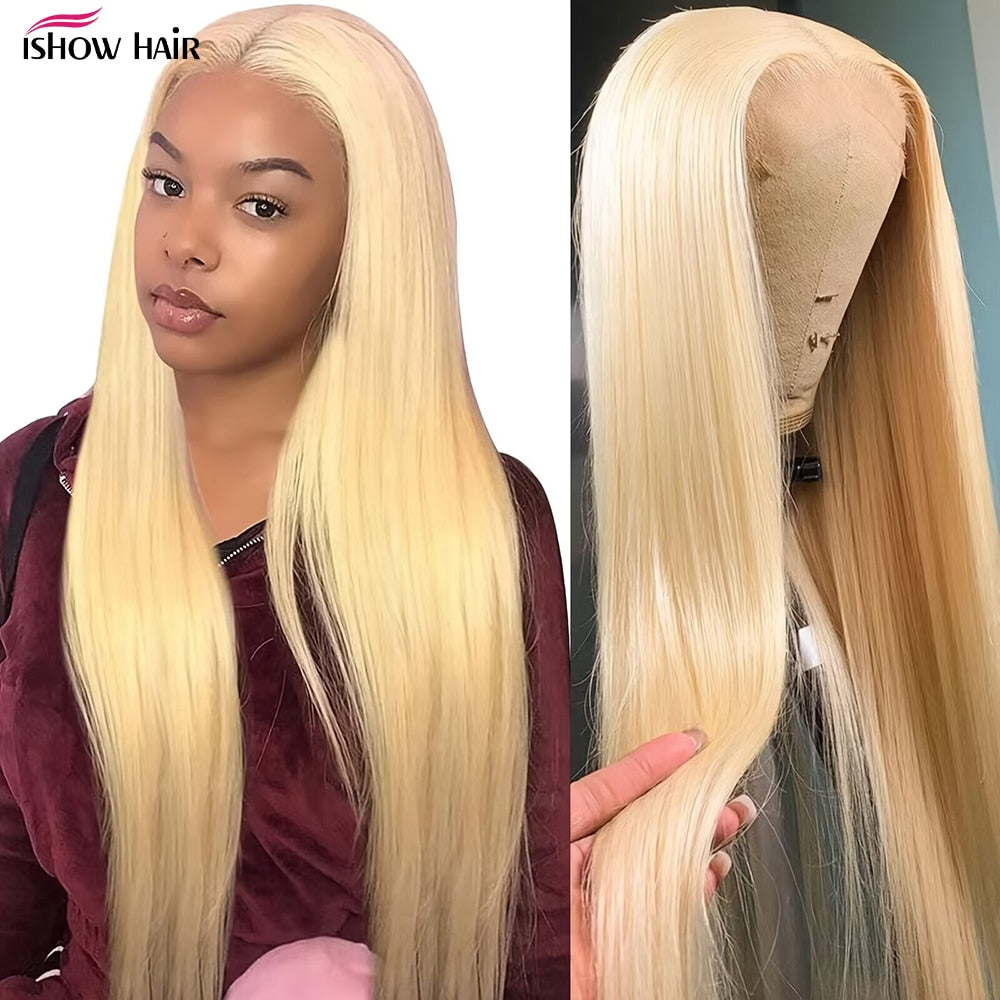 Blonde Lace Front Wig Human Hair HD Transparent 613 Straight Lace Front Wigs