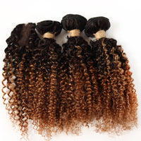 Short Brazilian Curly Hair Bundles With Closure Natural Human Hair Kinky Curly Bundles With Machine Made Closure For Women