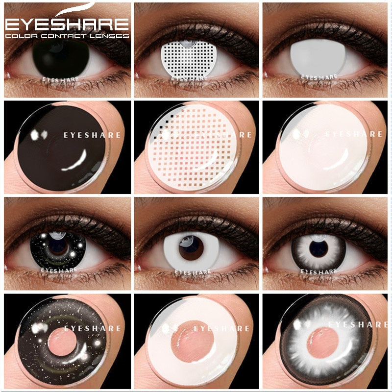 EYESHARE Halloween Color Contact Lenses Yearly Eye Contacts 1 Pair Cosplay Colored Lenses for Eyes Black Lenses White Lenses