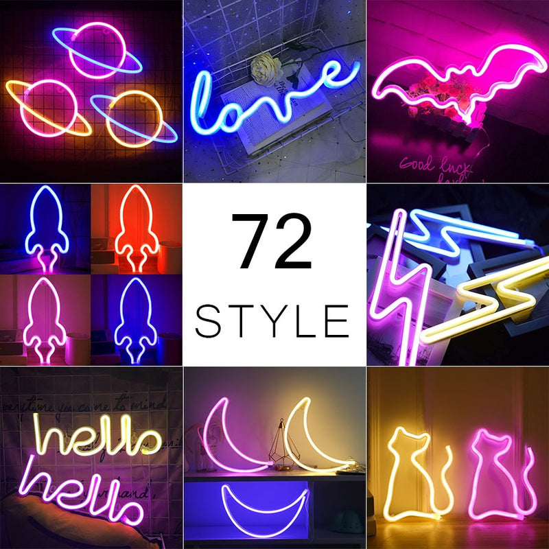 Wholesale 72 Styles Led Neon Light Colorful Rainbow Neon Sign for Room  Home Party Wedding Decoration Xmas Gift Neon Lamp