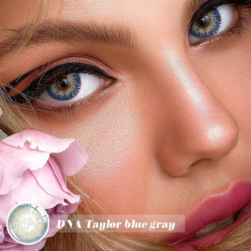 UYAAI 1Pair Taylor DNA Colored Contact Lenses Colorful Beauty Cosmetic Contacts Natural Color Lens Eye Contact Blue Lenses