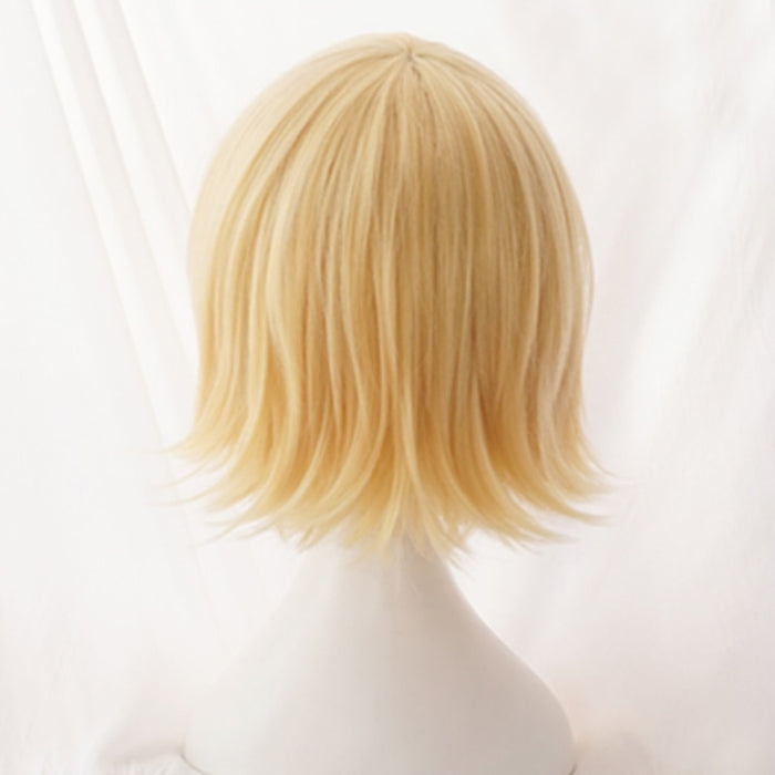 Short Blonde Heat Resistant Hair Cosplay Costume Wig + Track + Wig Cap