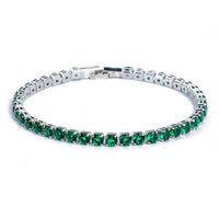 4mm Cubic Zirconia Green Tennis Bracelet Chain Bracelets For Women Men Gold Silver Color Hand Chain CZ Chain Homme Jewelry