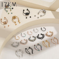 17KM Fake Piercing Nose Ring Sets Hoop Magnetic Nose Cuff for Women Trendy Crystal Body Jewelry Metal 2022 Fashion