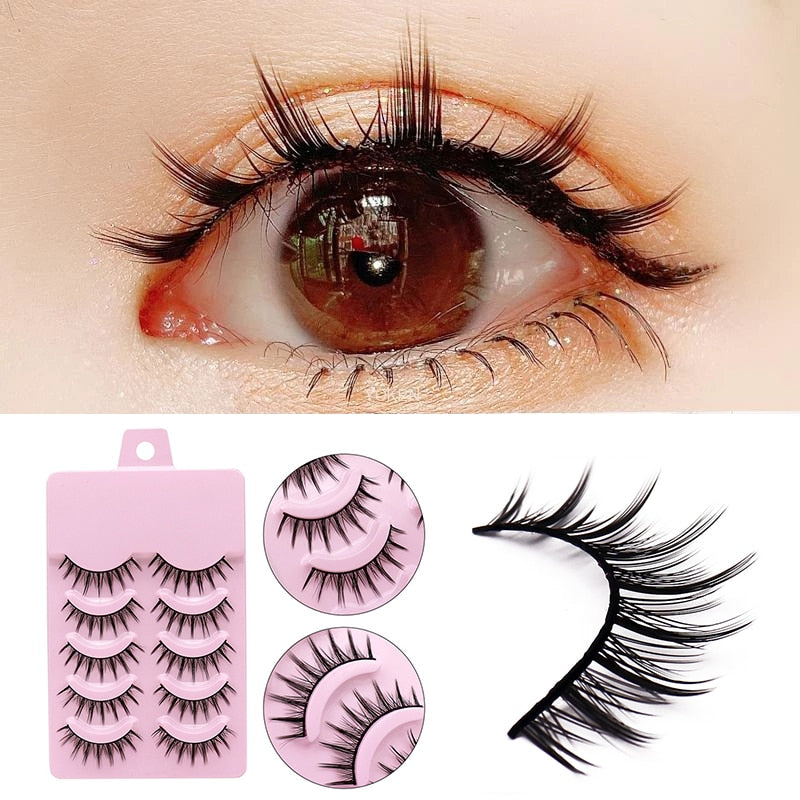 Cosplay Lash Extension False Eyelashes 5 Pairs 3d Bunch Japanese Fairy Lolita Eyelashes Daily Eye Makeup Tool Mink Lashes 2021
