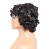 Bouncy Curly Fringe Wig Pixie Cut Wig Short Curly Human Hair Wigs For Women Cheap Full Machine Wigs Egg Curls Bob Wig With Bangs