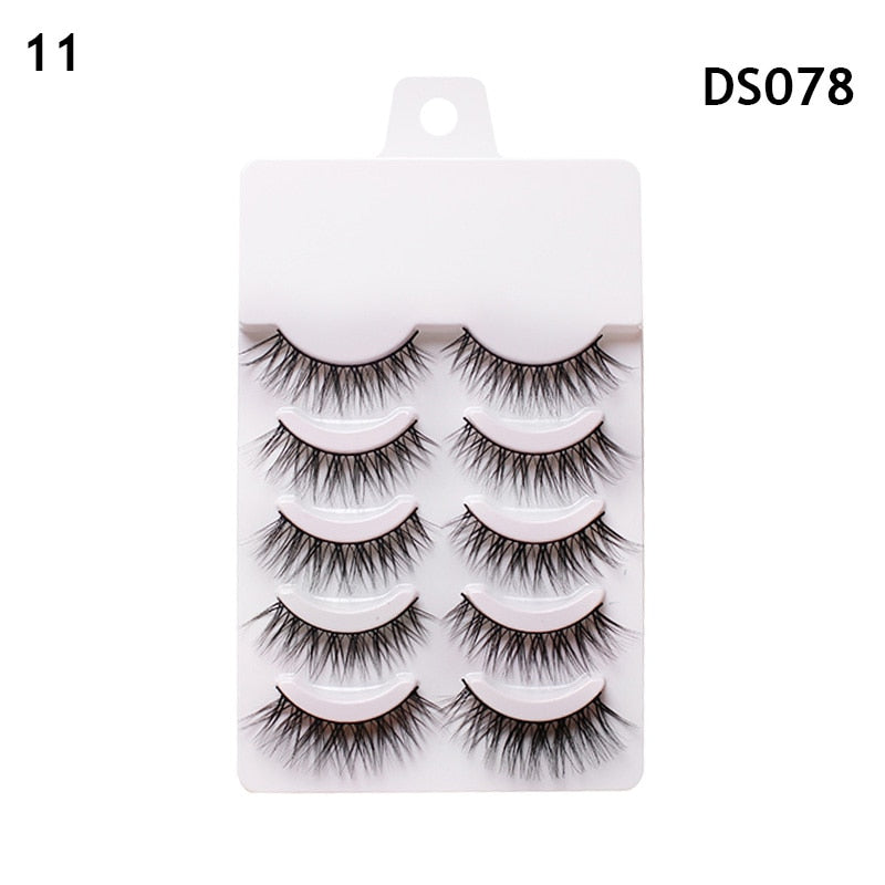 Eye makeup accessories 5 pairs set Cos cross false eyelashes Lash Extension 3D bunch Japanese Fairy Little Devil Cosplay 5 Pairs