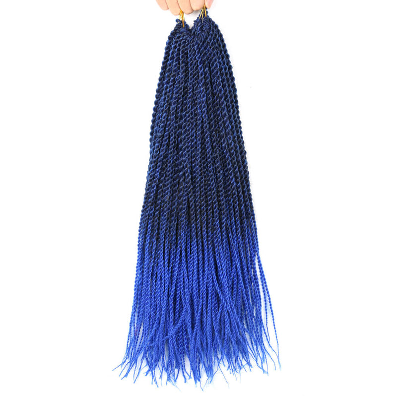 18 Inch 6 Packs Senegal Twist Hair Crochet Braids 30Stands/Pack Synthetic Braiding Hair Extensions for Black Women TBlue