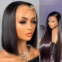 13x4 HD Transparent Straight Lace Frontal Wigs 12A Bob Wig Pre Plucked Glueless Full Lace Front Human Hair Wigs For Black Women