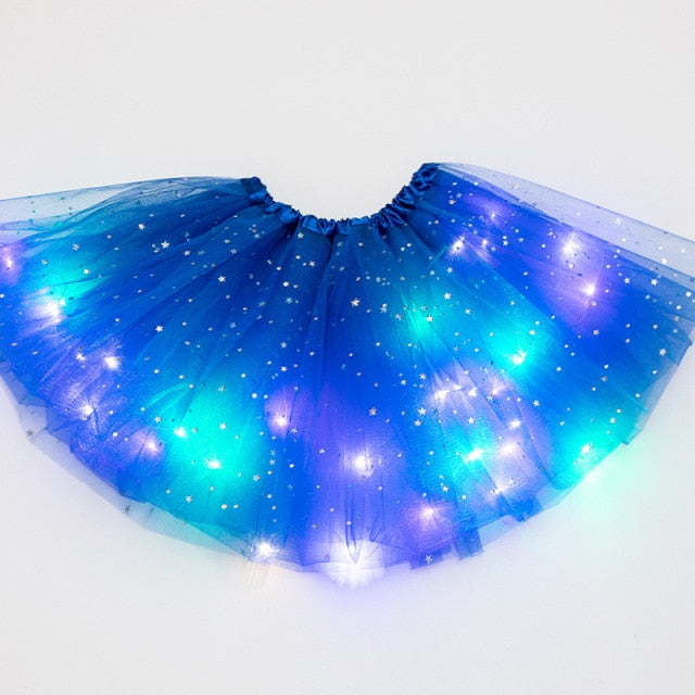 LED Glowing Light Kids Girls Princess skirts Children Cloth Wedding Party Dancing miniskirt Costume cosplay led clothing