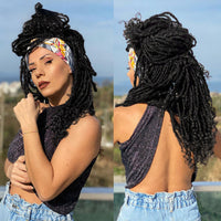 Long Black Headband Dreadlock Wig Synthetic Soft Faux Locs Wigs Braiding Crochet Twist Hair Wigs For Black Women/Men