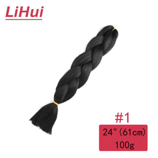 Lihui 24 Inches Jumbo Braid Synthetic Braiding Hair Ombre Jumbo Hair Extension For Women DIY Hair Braids Pink Purple Yellow Gray