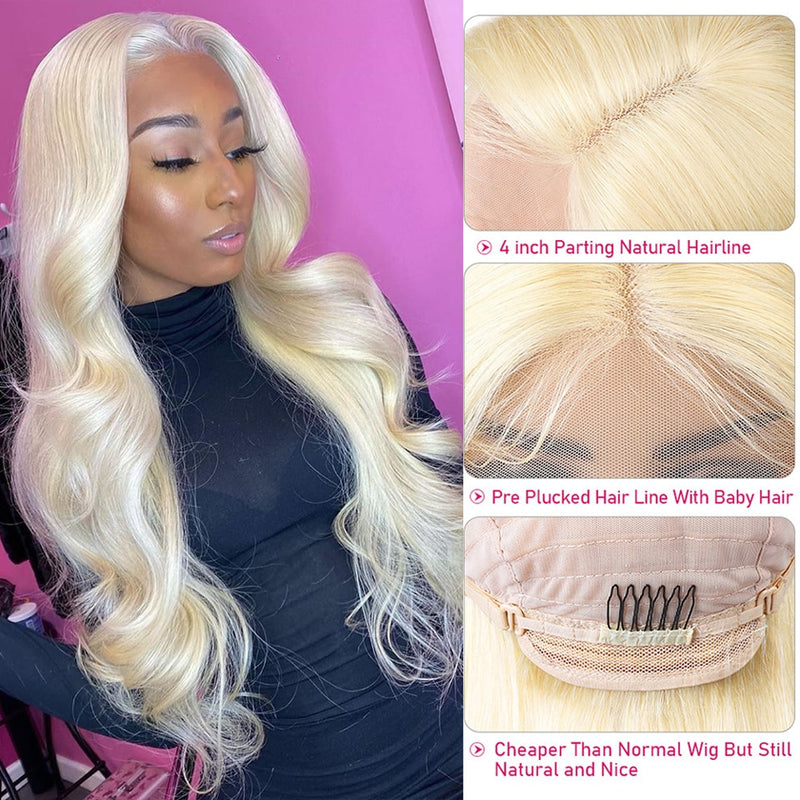 613 Blonde Lace Front Wig 13x4 Transparent Lace Frontal Wig Pre Plucked 28 30 Inch Brazilian Body Wave Human Hair Wigs