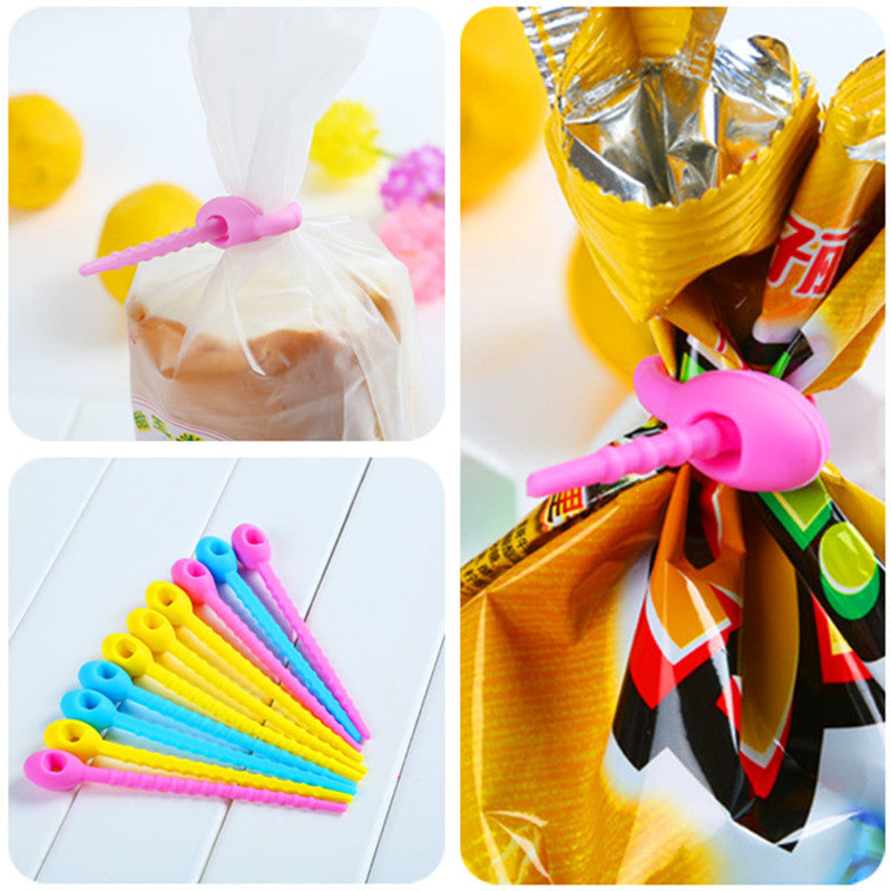 DHL Shipping 5 Pcs Food Grade Silicone Bag Ties Cable Management Zip Tie