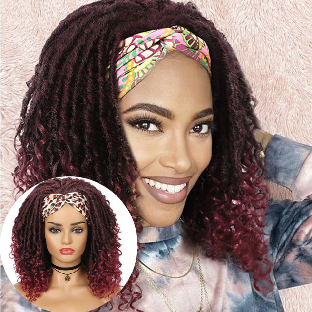 Dreadlock Braided Headband Wigs Synthetic Goddess Faux Nu Locs Curly Wig Freetress Twist Crochet Hair For Black White Women
