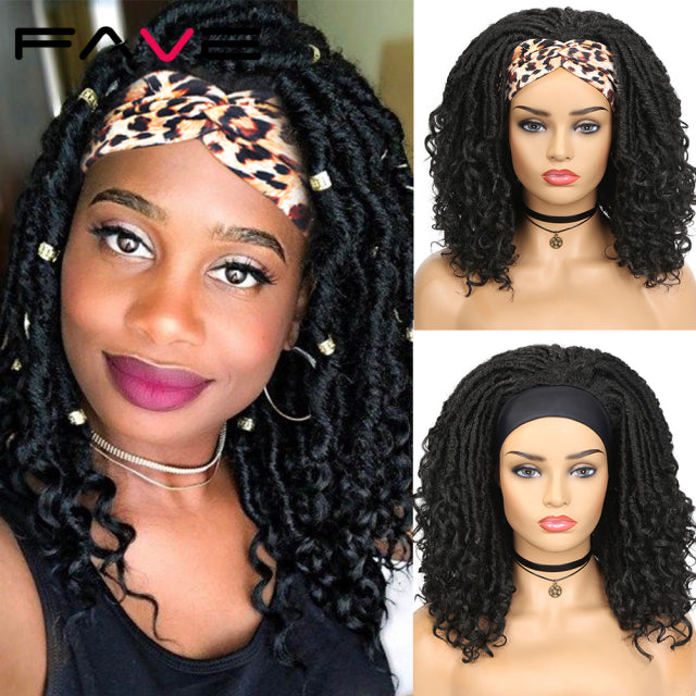 Dreadlock Braided Headband Wigs Synthetic Goddess Faux Nu Locs Curly Wig Freetress Twist Crochet Hair For Black White Women