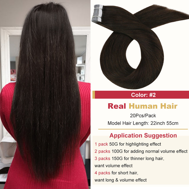 Tape in Hair Extension Balayage Ombre Machine Remy Real Human Hair Invisible Seamless PU Skin Weft Straight