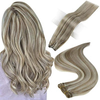 Human Hair Weft Extensions Hair Bundles Ombre Blonde Color 100g Sew In Silky Straight Remy Skin Double Weft For Salon