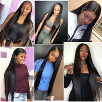 Straight Bundles With 6x6 Lace Closure 36 38 40 Inch Brazilian Hair With Closure Human Hair 3/4 Bundles With Closure Remy Hair