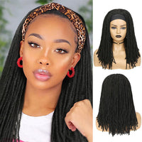 Long Black Headband Dreadlock Wig Synthetic Soft Faux Locs Wigs Braiding Crochet Twist Hair Wigs For Black Women/Men