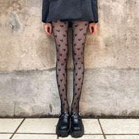 Lolita School Girl Floral Tights Fishnet Over Knee Stocking Long Adorable Anime Gothic Black White Kawaii Sexy Cosplay Costumes